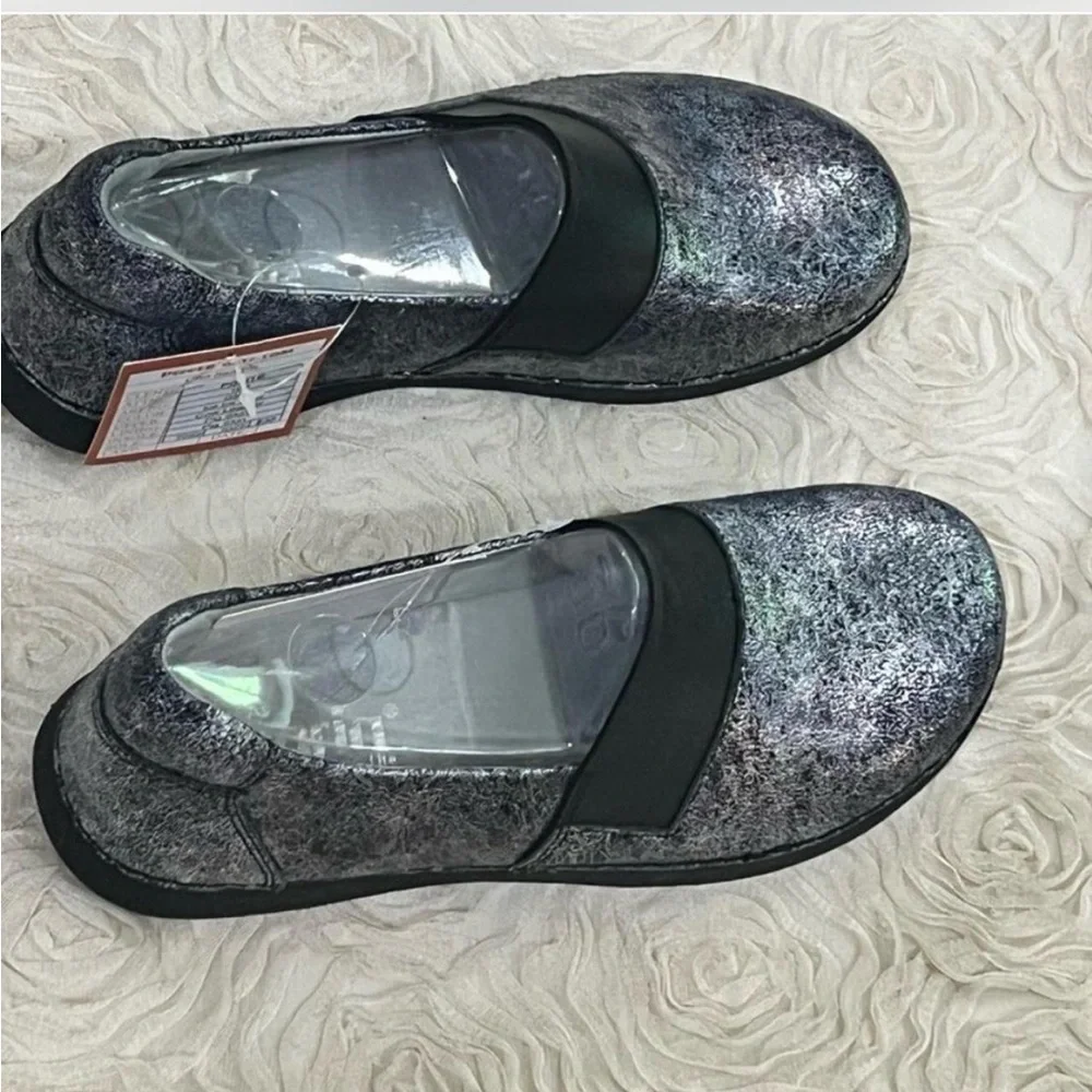 Alegria Glee professional nursing Shimmering Black Slip-On Shoes